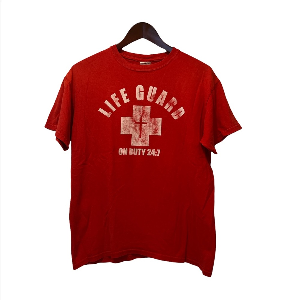 Lifeguard TShirt- Red, Short Sleeve